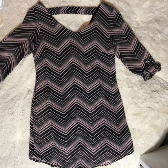 Lily Rose Chevron Blush and Black Dress - Picture 1 of 7